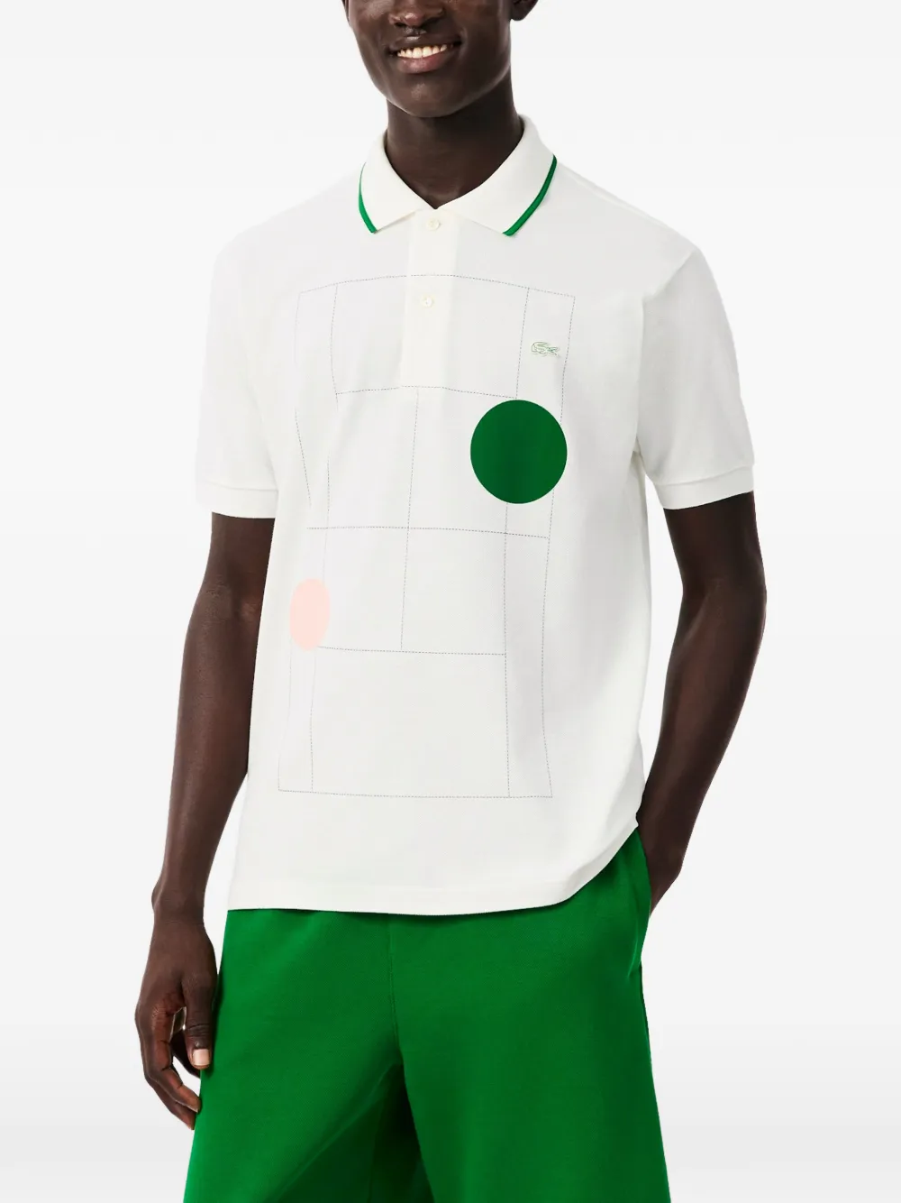 Lacoste Poloshirt met grafische print Wit
