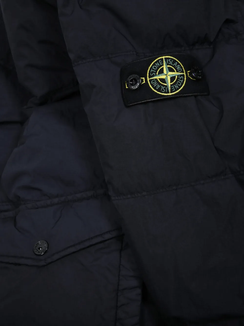 Stone Island Junior Gewatteerde jas met capuchon Blauw