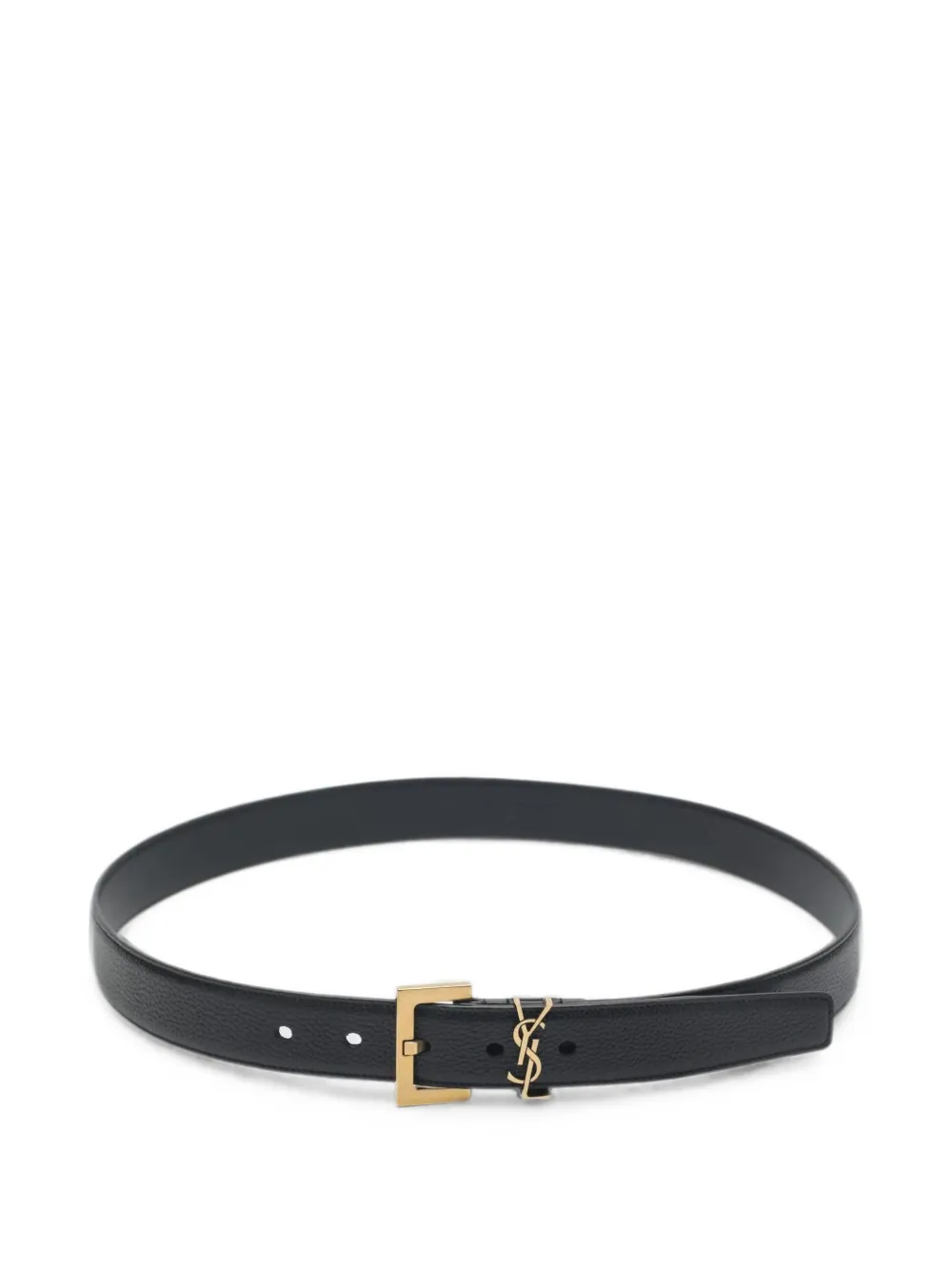 Saint Laurent Cassandre logo leather belt - Schwarz