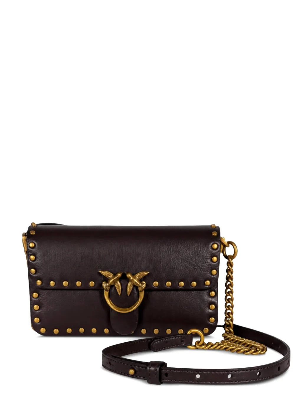 PINKO Love One studded cross body bag - Braun