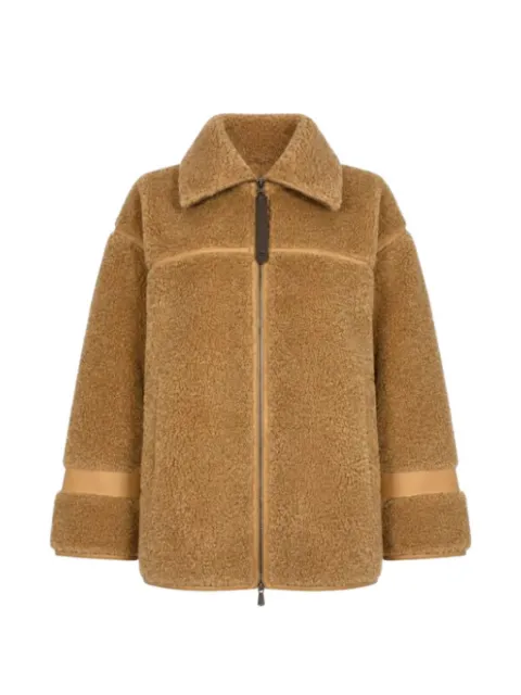 PINKO shearling-effect pea coat with high neck