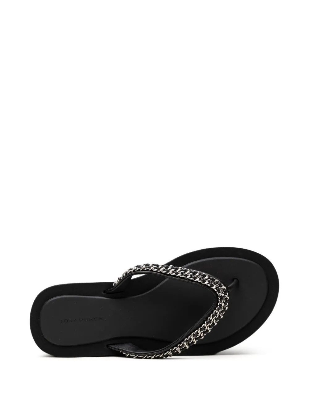 Tory Burch Kira teenslippers met schakelketting Zwart