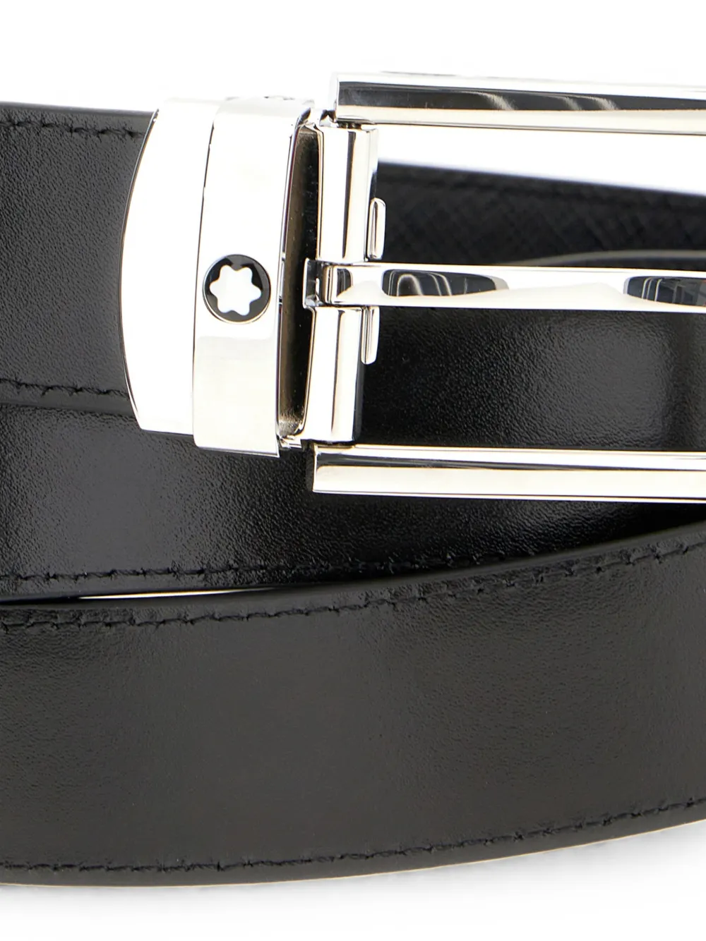 Montblanc Omkeerbare leren riem met textuur Zwart