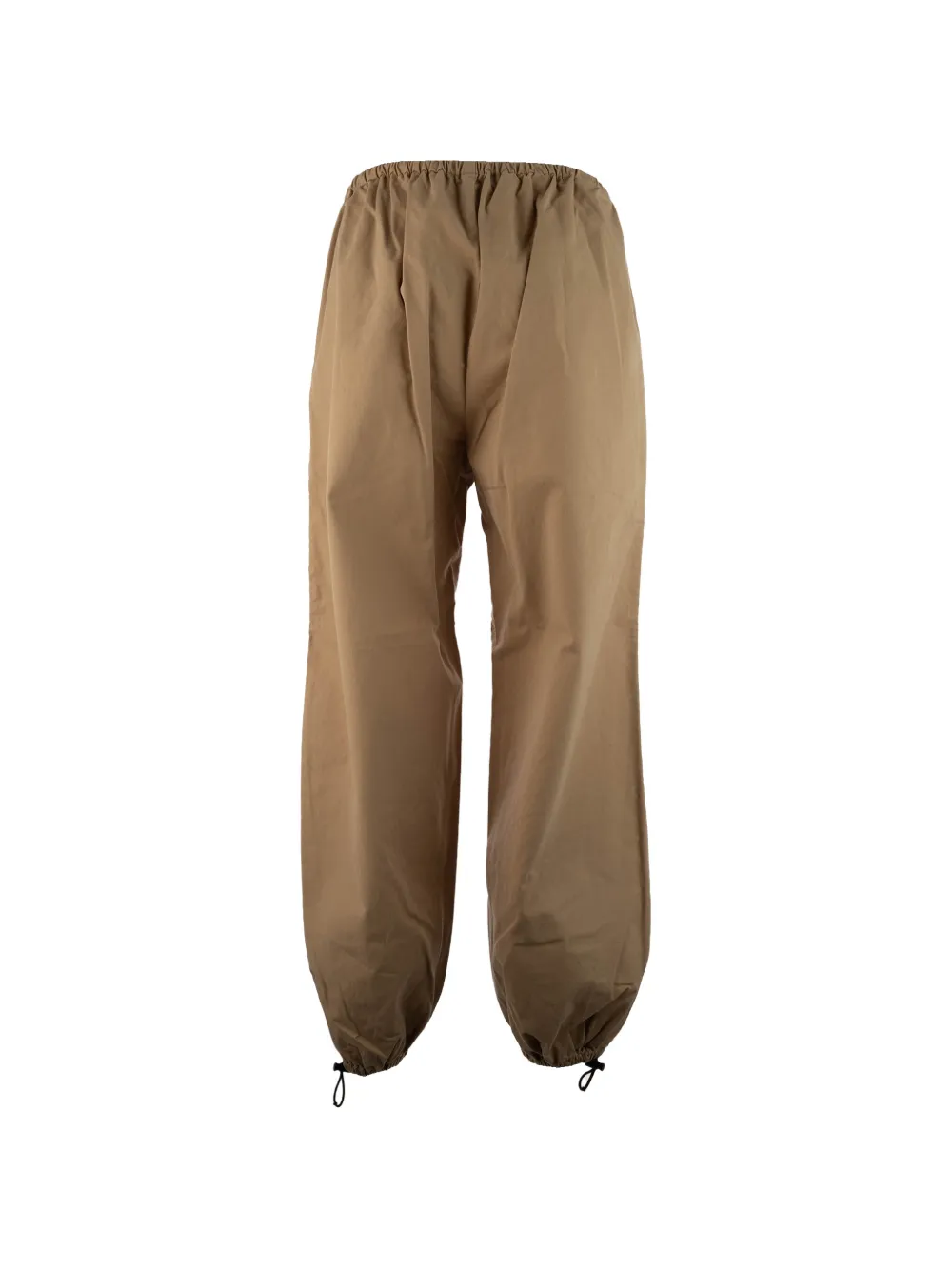 Miu Miu logo-embroidered drawstring trousers - Marrone