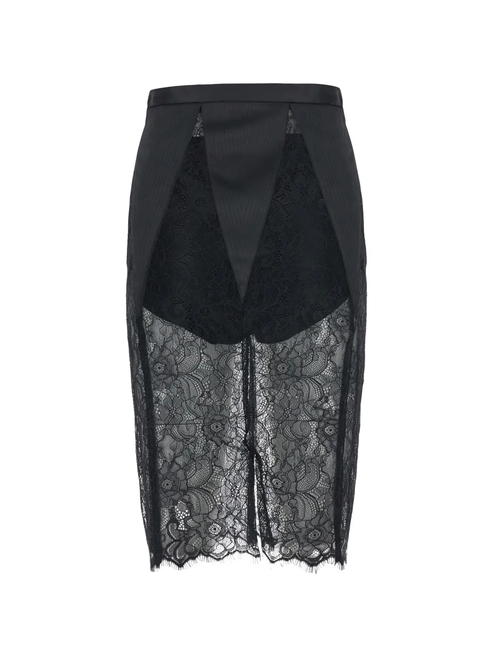 Elisabetta Franchi Midi-rok met kanten vlakken Zwart