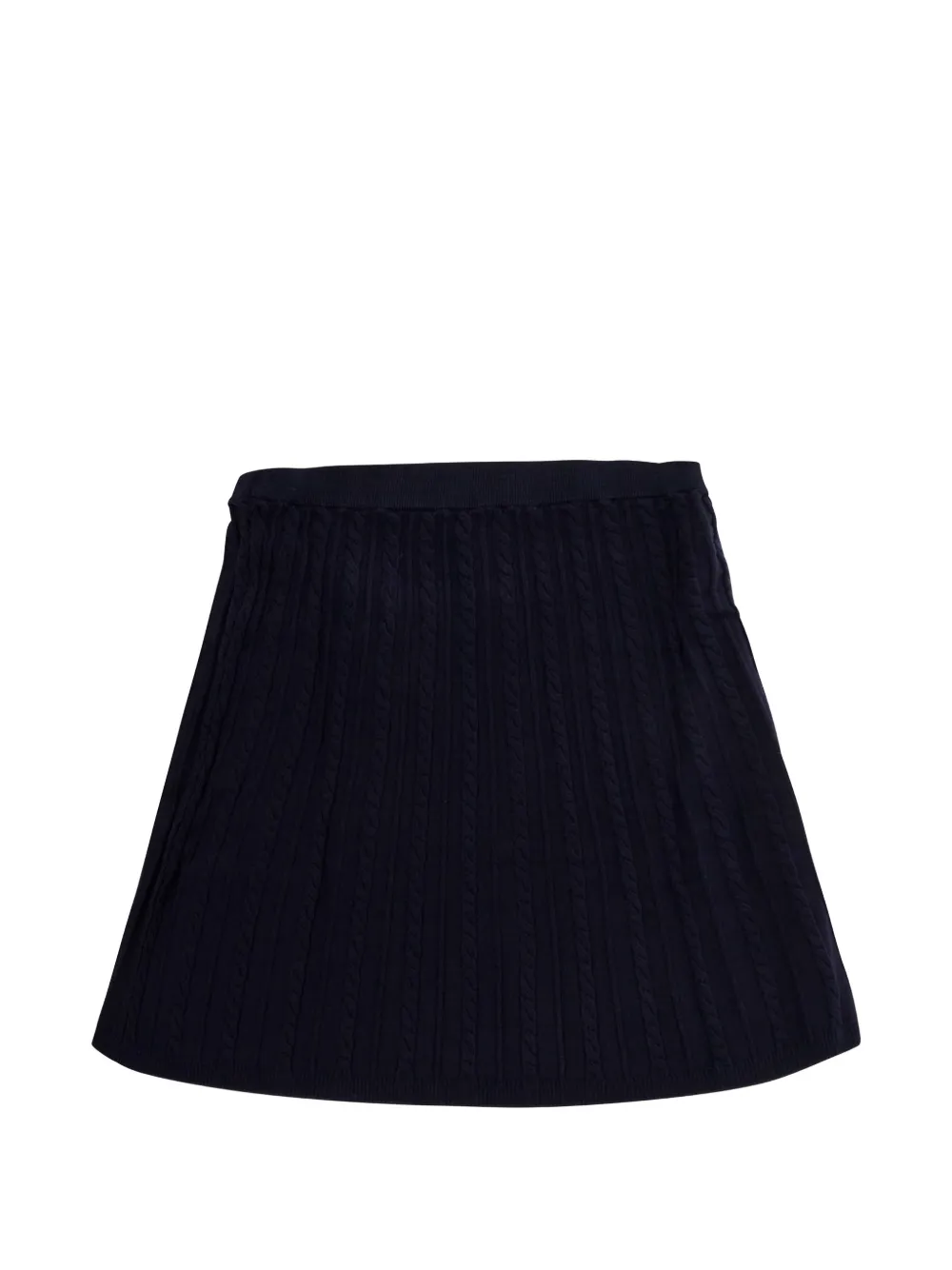Emporio Armani Kids cable-knit logo-patch skirt Blauw