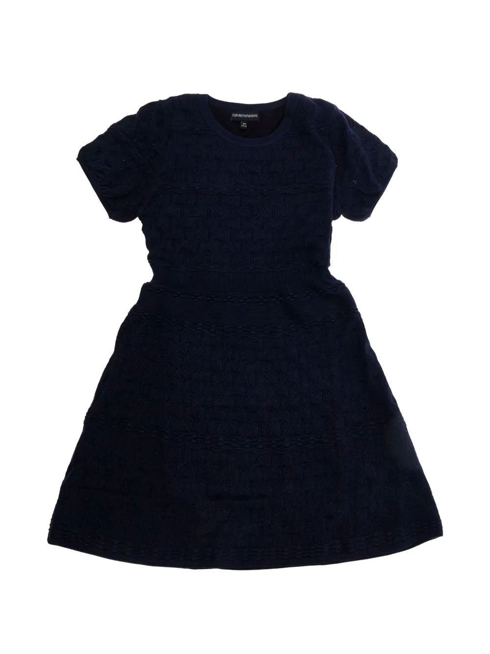 Emporio Armani Kids pointelle-knit flared dress - Blu
