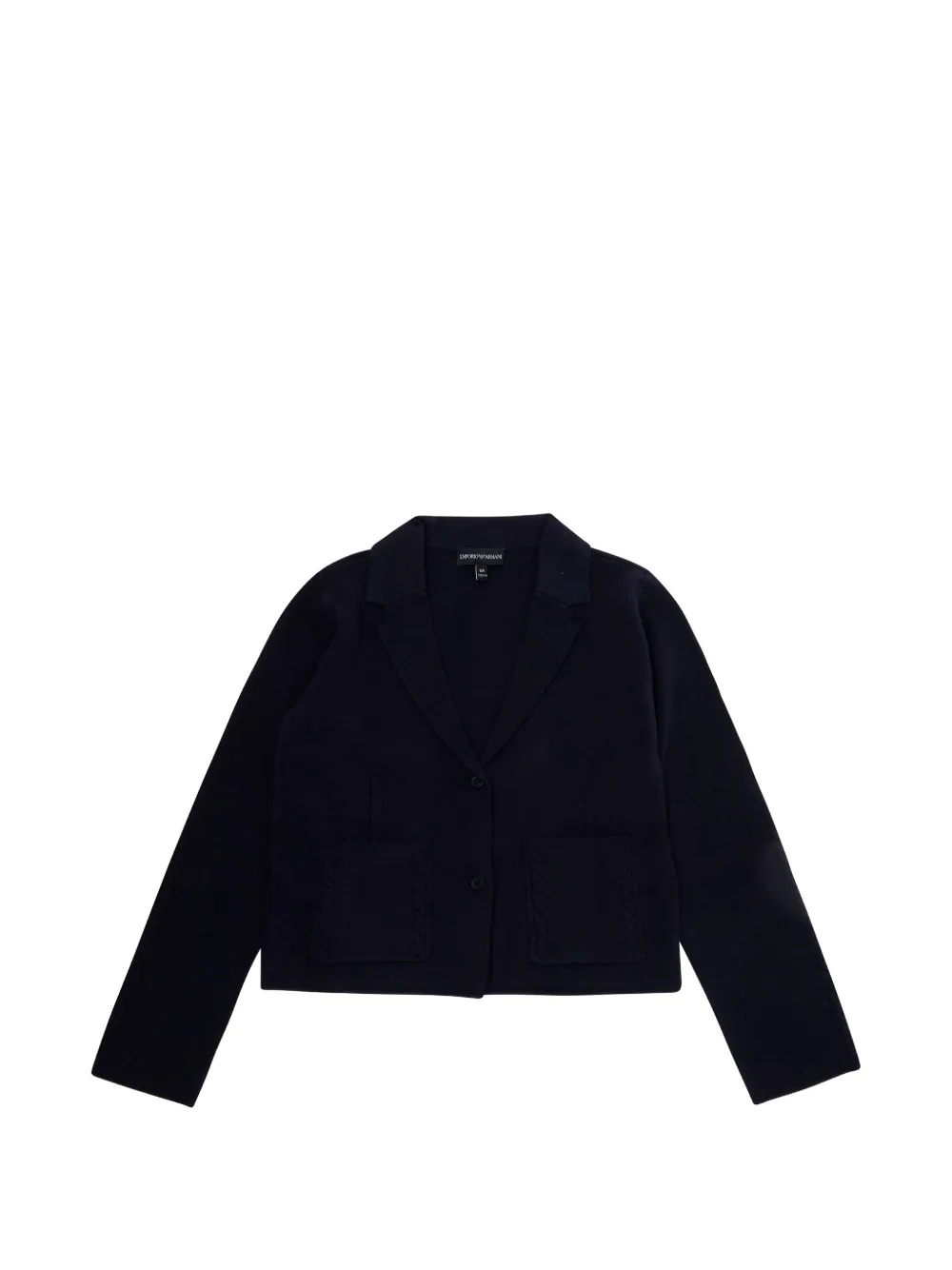 Emporio Armani Kids cable-knit notch-lapel cardigan - Blau