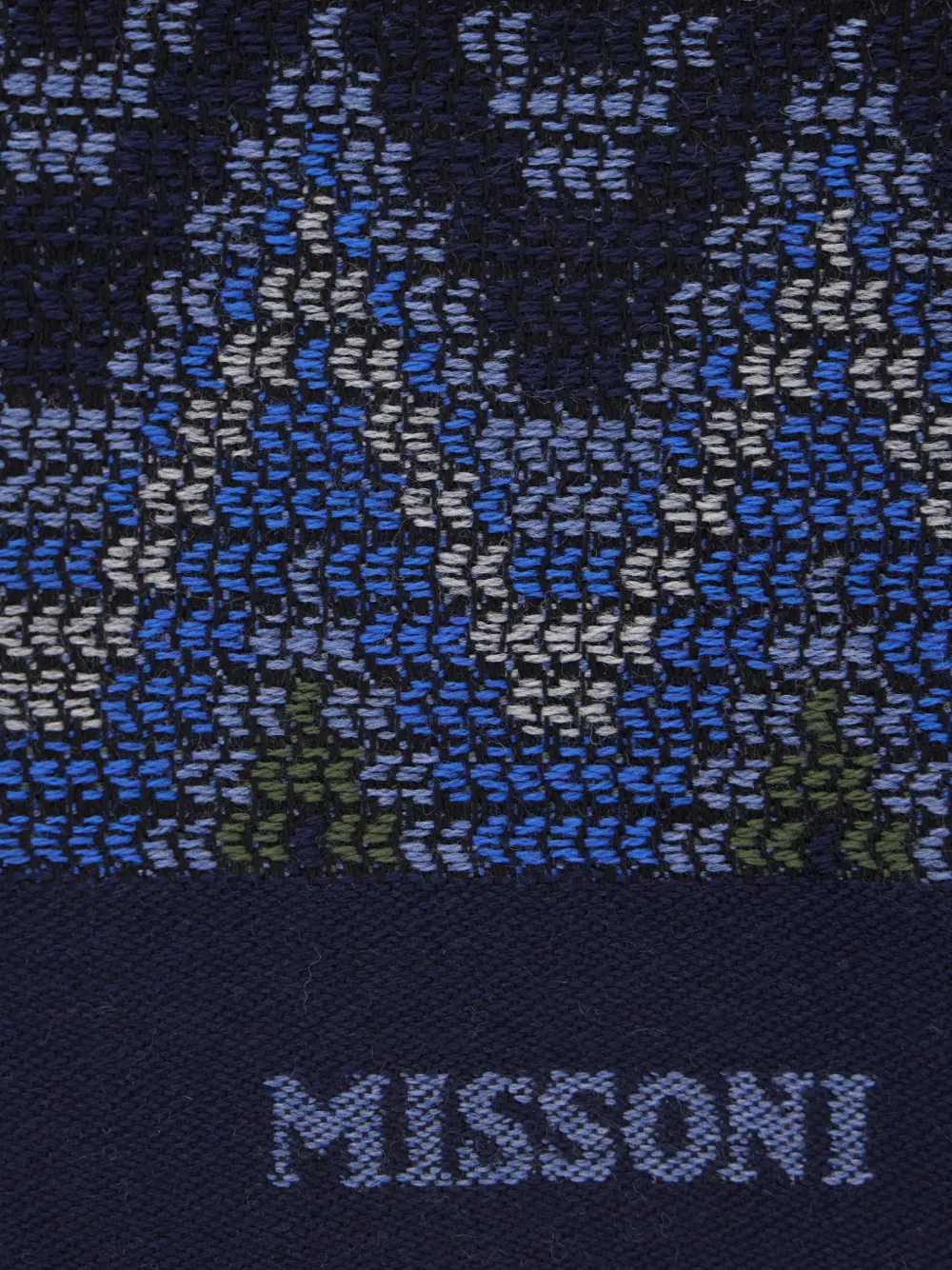 Missoni zigzag-knit fringed scarf Blauw