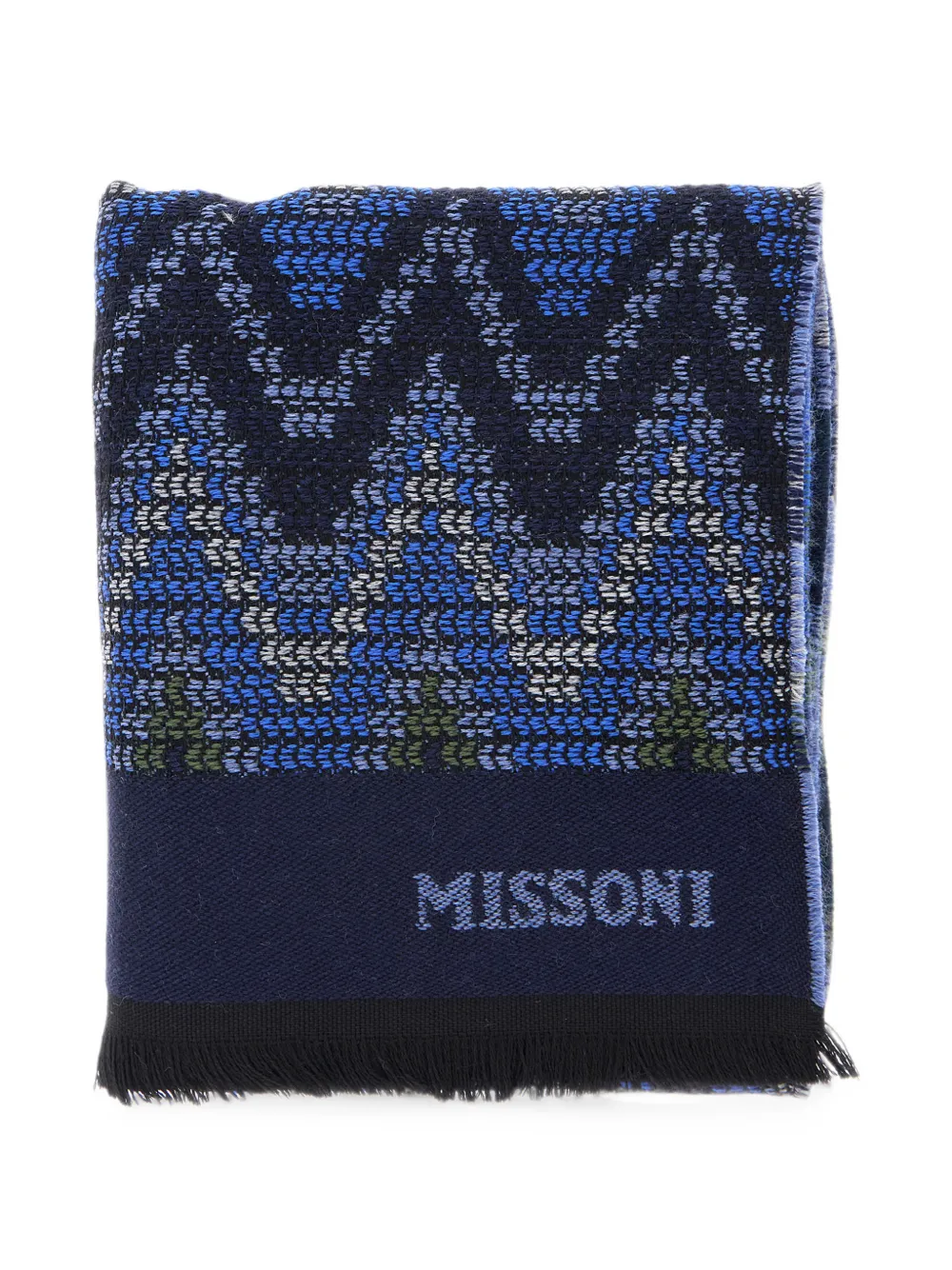 Missoni 지그재그 니트 프린지 스카프 | 블루 | Image 1