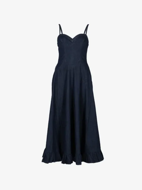 Free People Another Season ruffle-trim denim midi dress