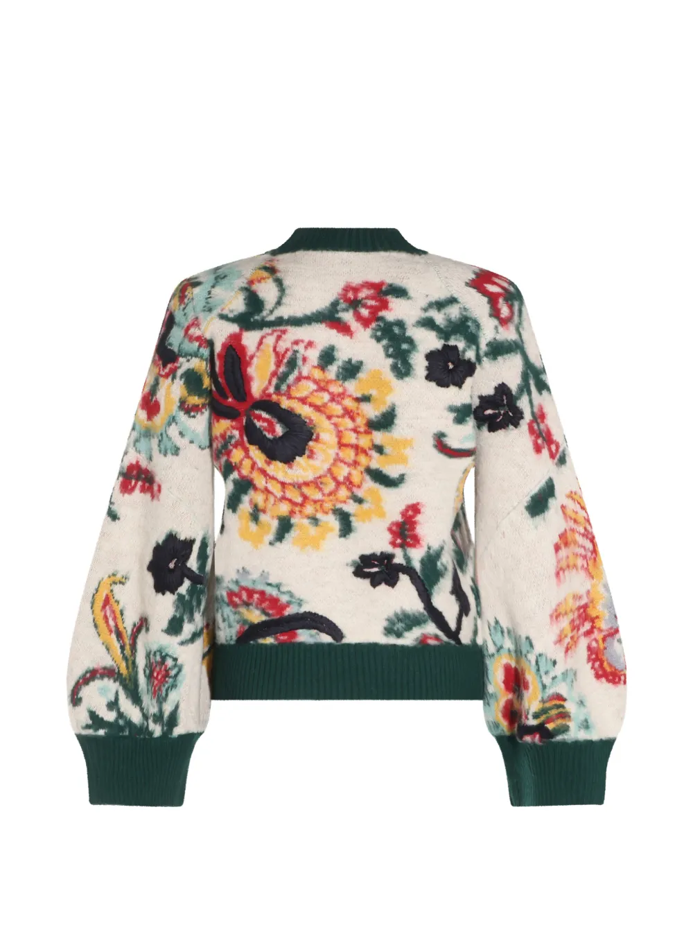 sacai Wollen trui met bloemen intarsia Wit