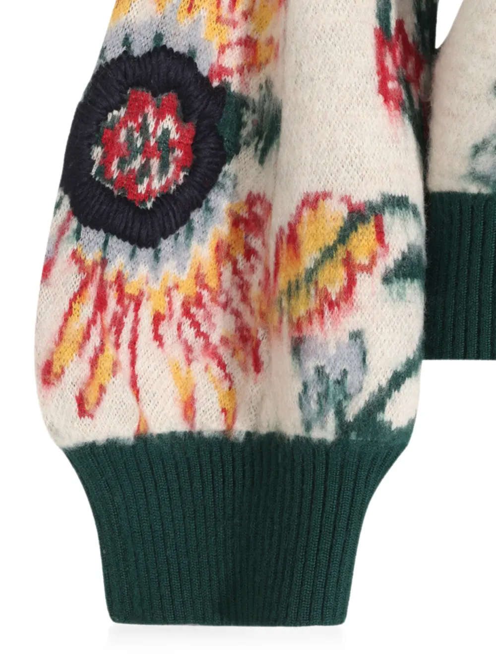 sacai Wollen trui met bloemen intarsia Wit