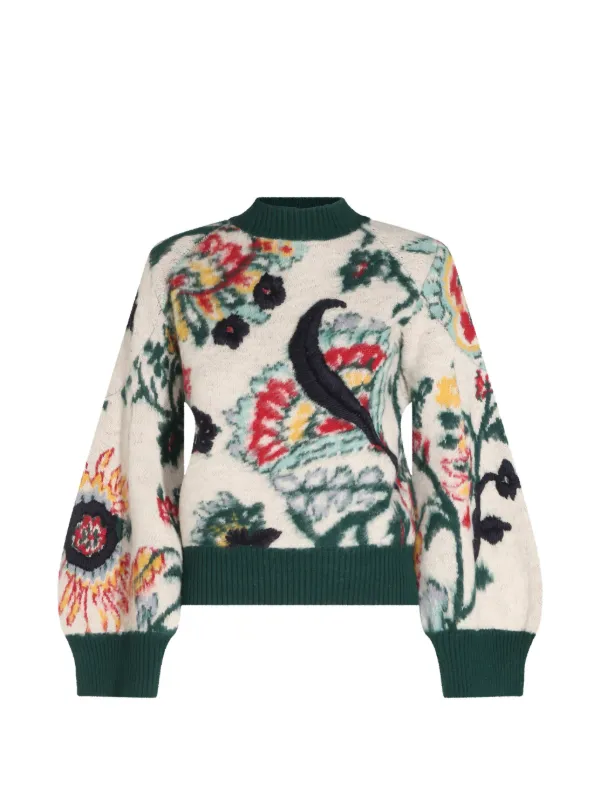Sacai Floral-intarsia Wool Sweater in White