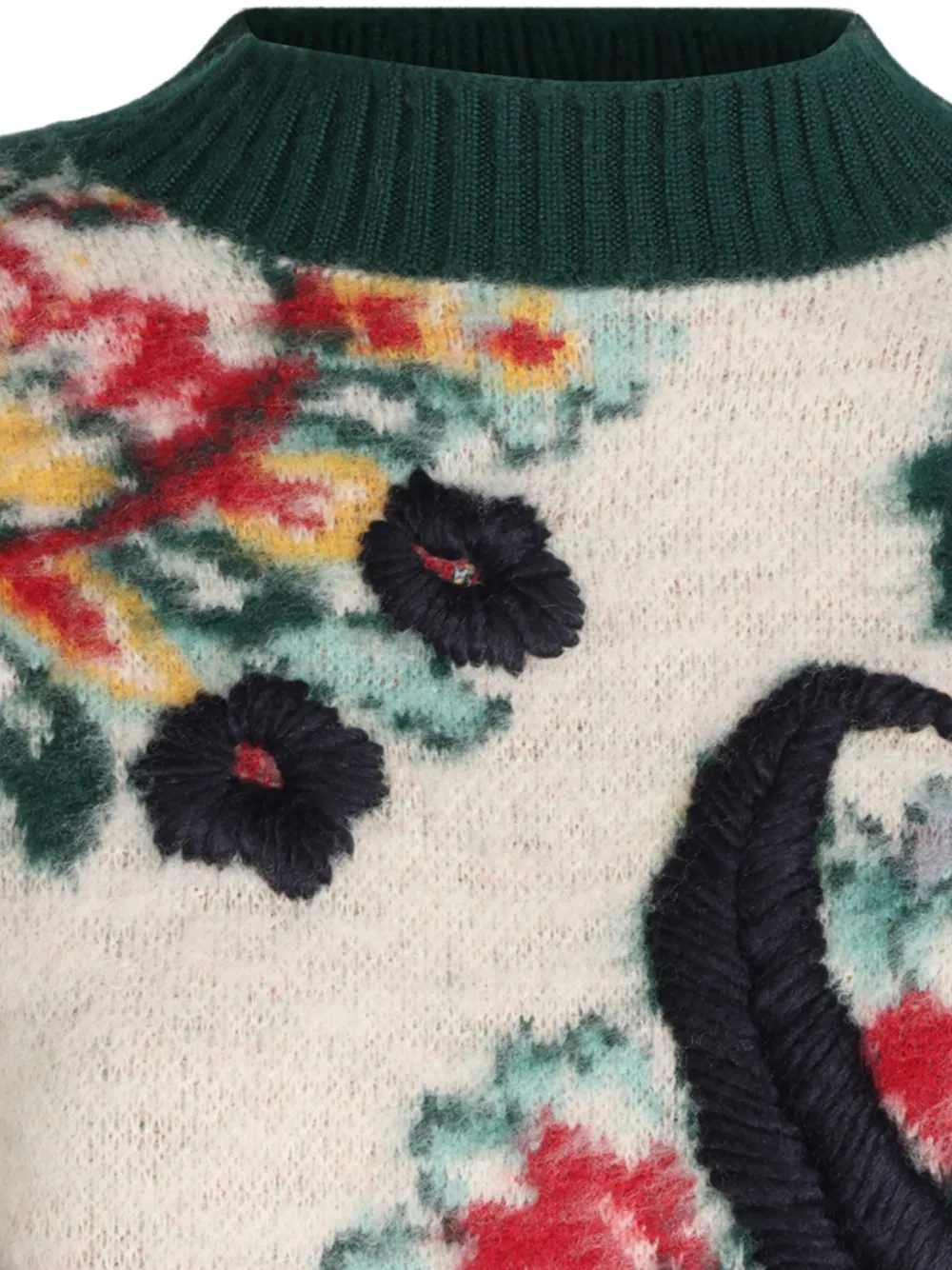 sacai Wollen trui met bloemen intarsia Wit
