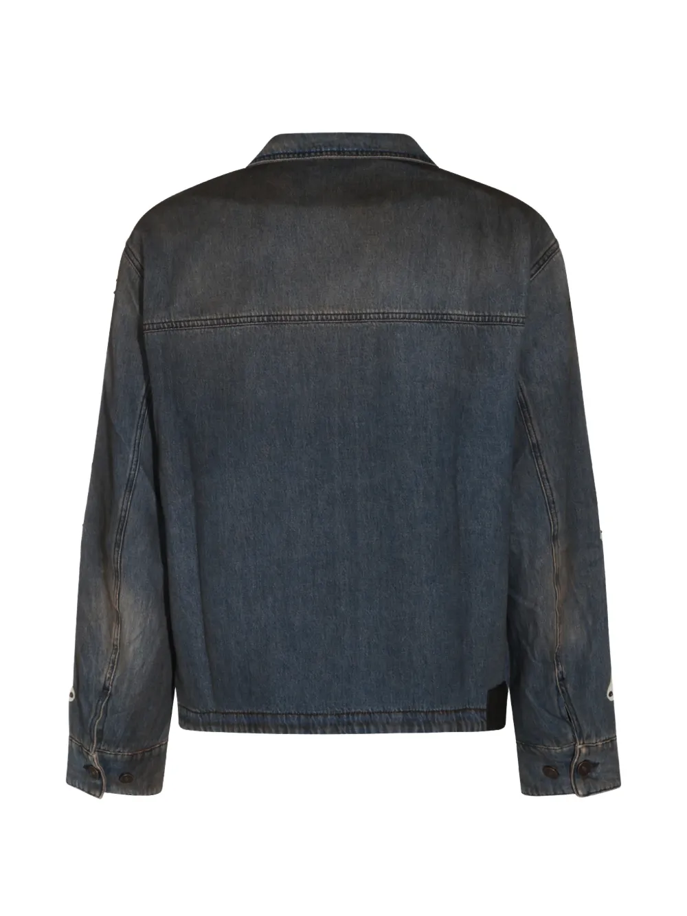 AMIRI Skels denim jack met leren patch Blauw