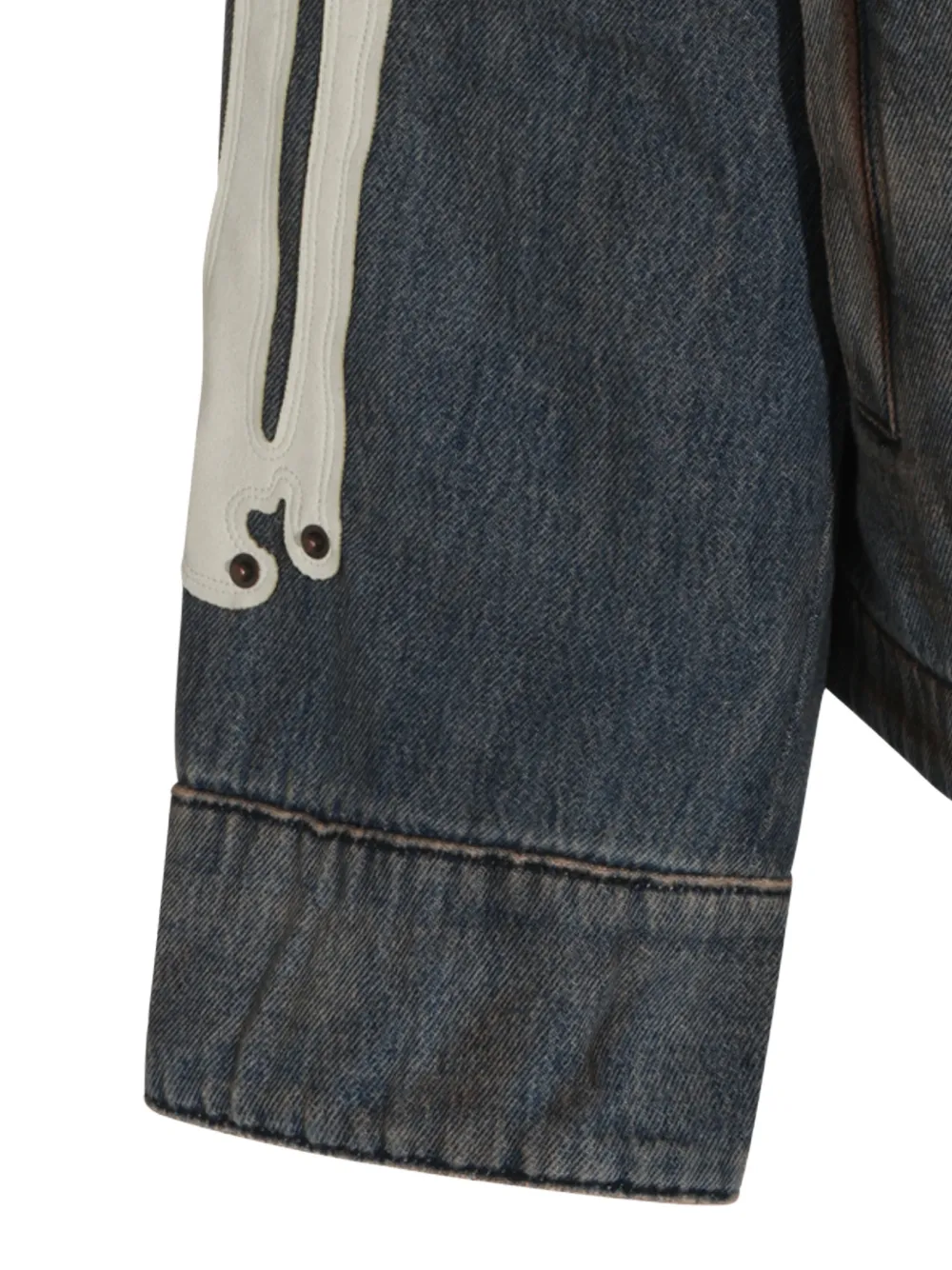 AMIRI Skels denim jack met leren patch Blauw