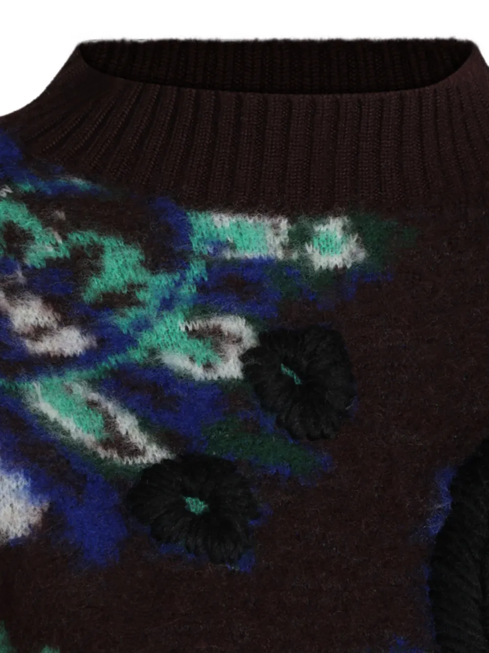 sacai Embroidered Floral-intarsia Sweater in Brown, view 4