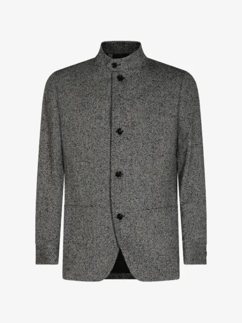 Lardini herringbone-pattern wool-blend jacket