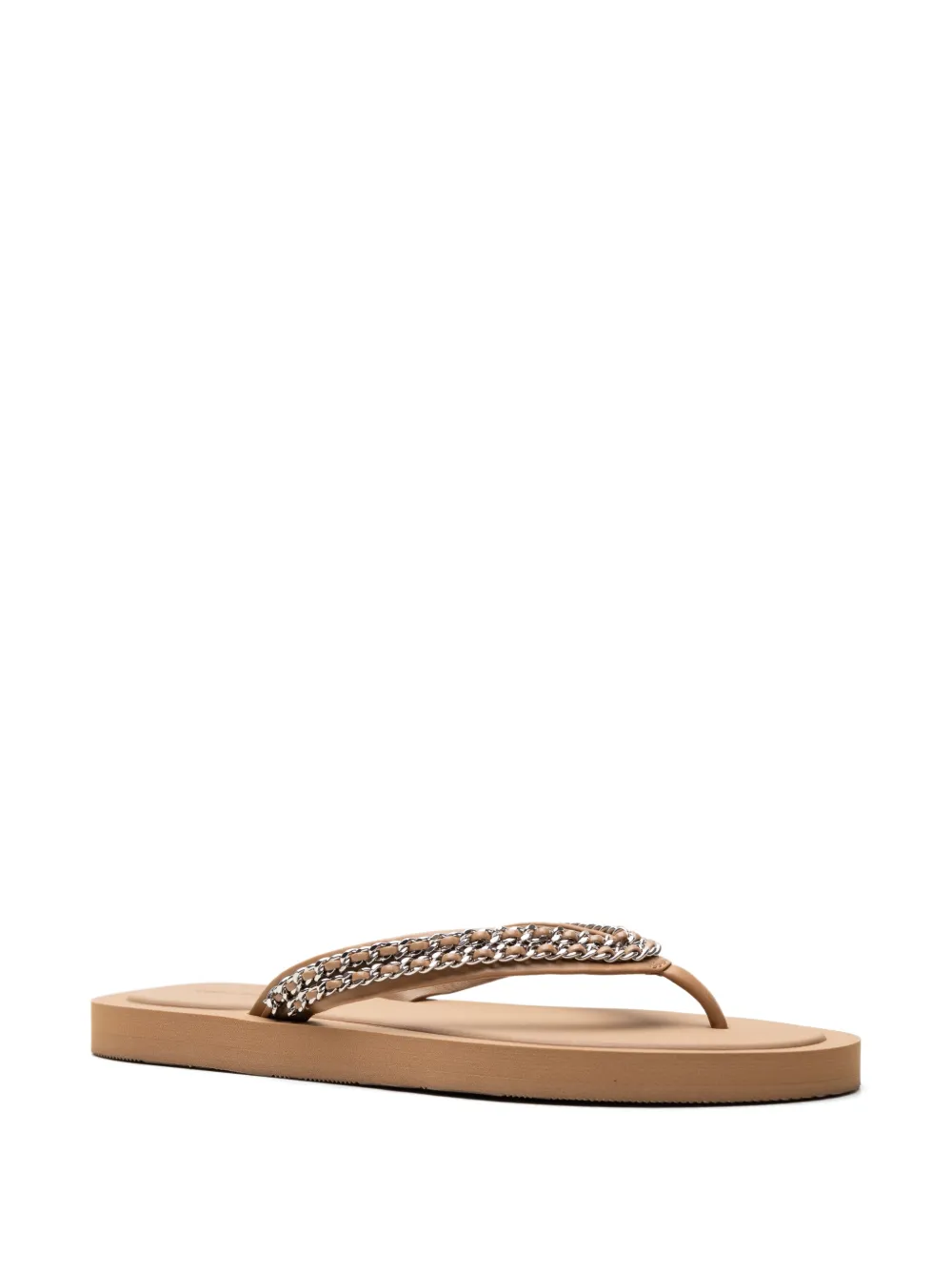 Tory Burch Kira teenslippers met ketting Beige