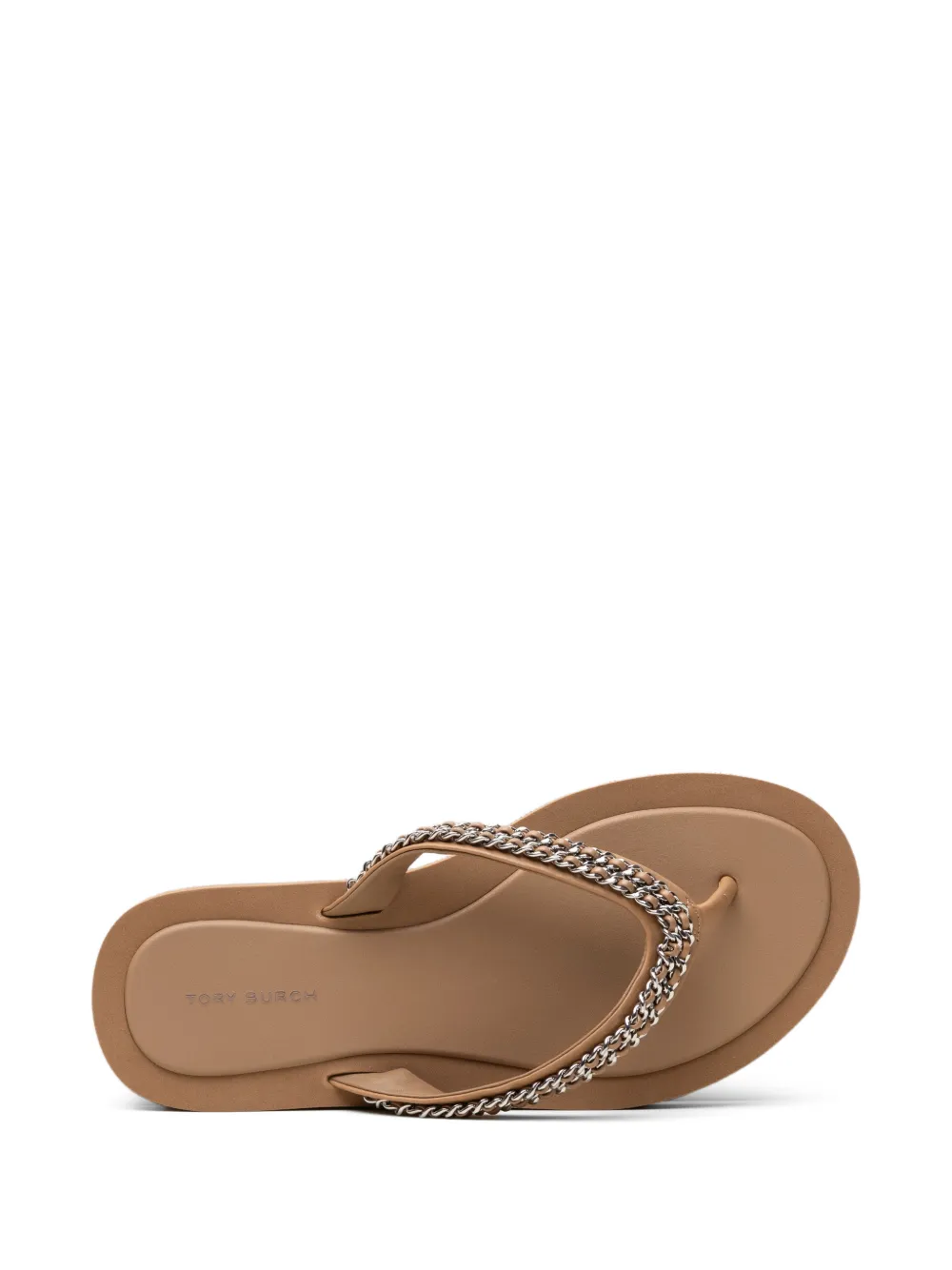 Tory Burch Kira teenslippers met ketting Beige