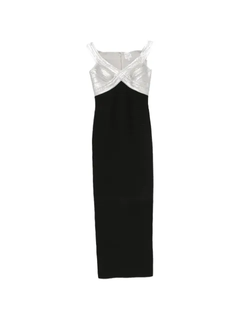 Hervé Léger Bonnie metallic-panel midi dress