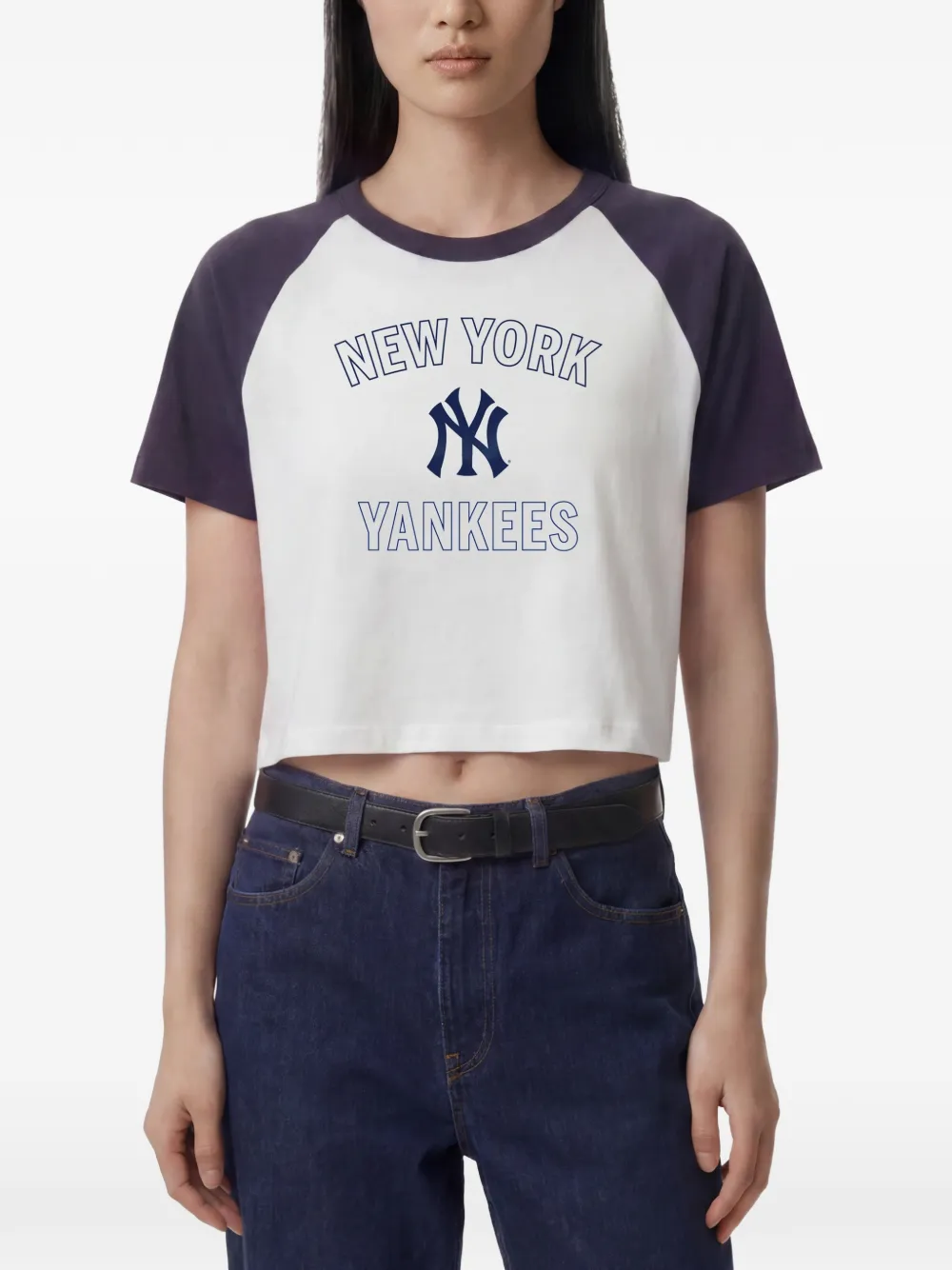 Sporty & Rich Yankees Arch raglan T-shirt Wit