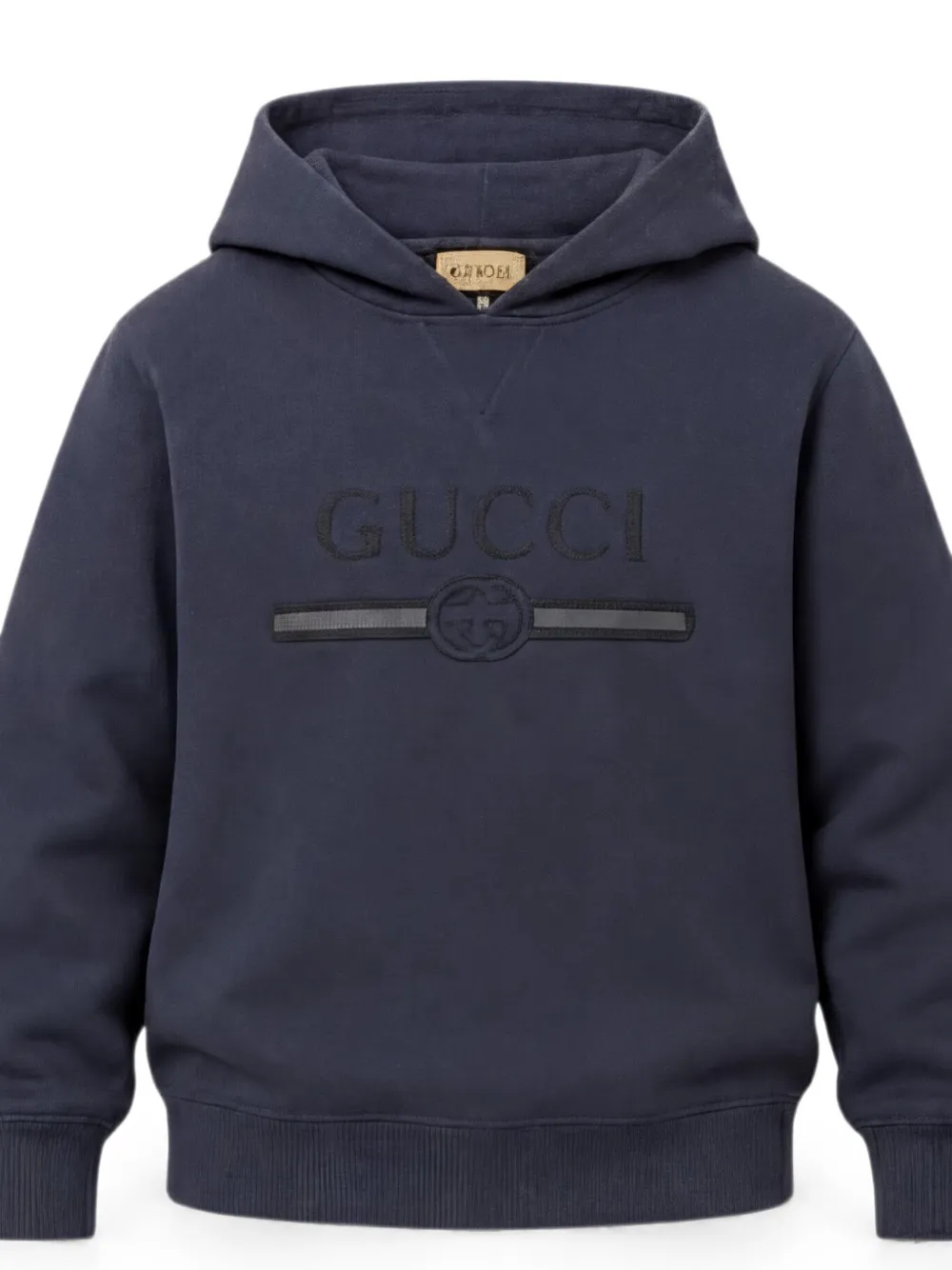 Gucci Kids Interlocking G hoodie met geborduurd logo Blauw