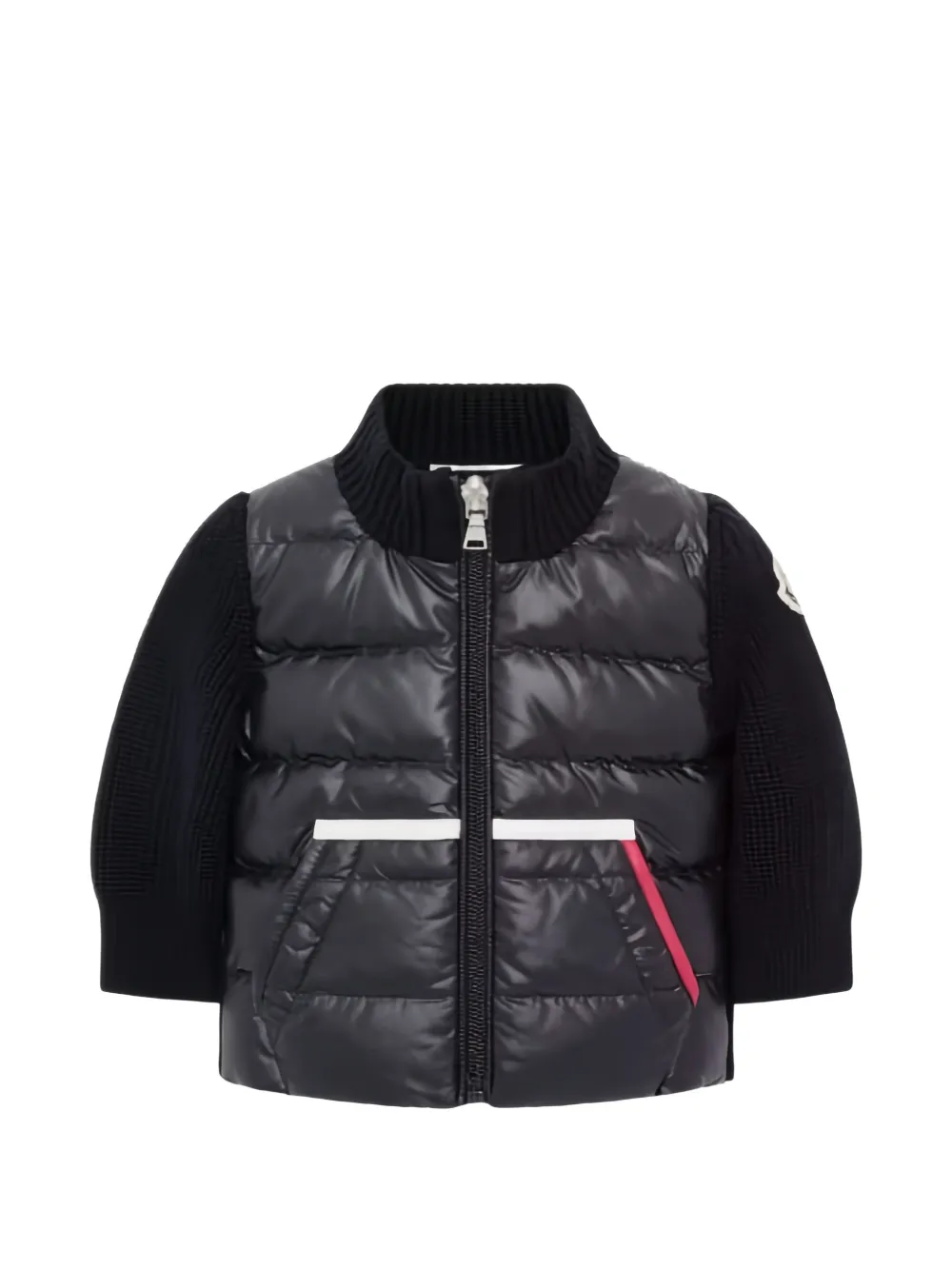 Moncler Enfant quilted panelled zip-up jacket Blauw