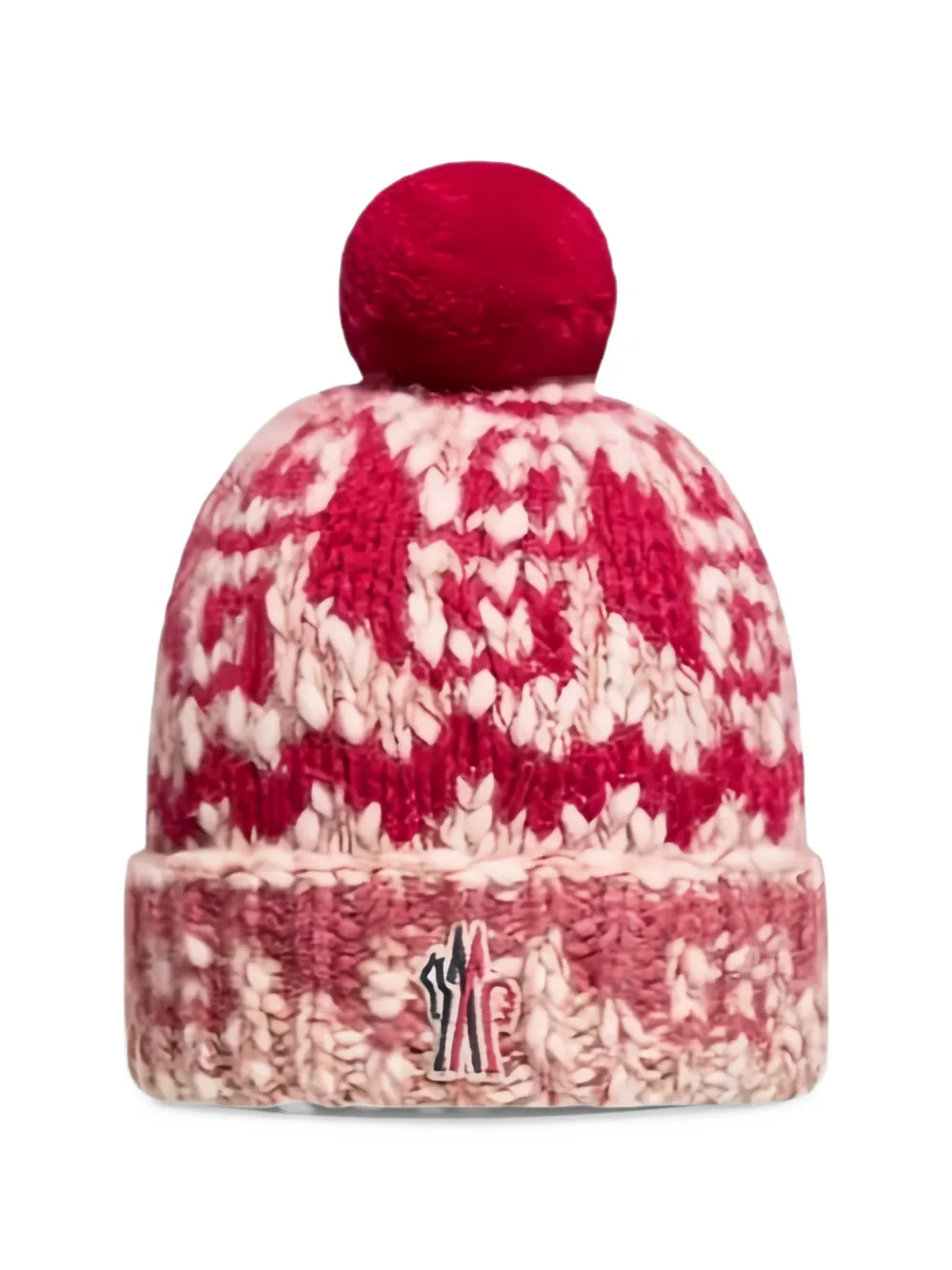 MONCLER GRENOBLE KIDS Fair Isle-knit pompom beanie hat Rood
