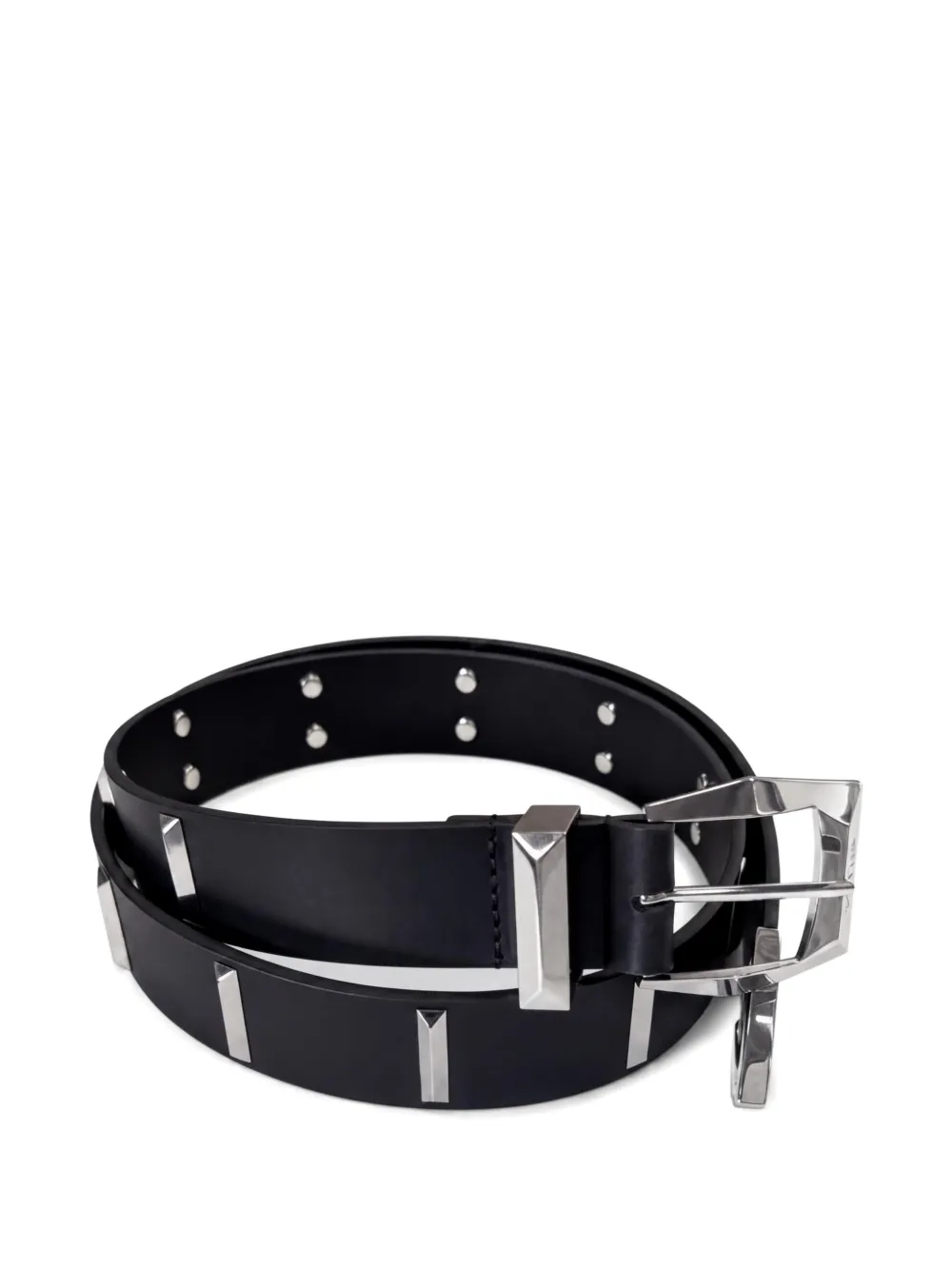 PINKO Leren riem met rechthoekige studs 3 cm Zwart