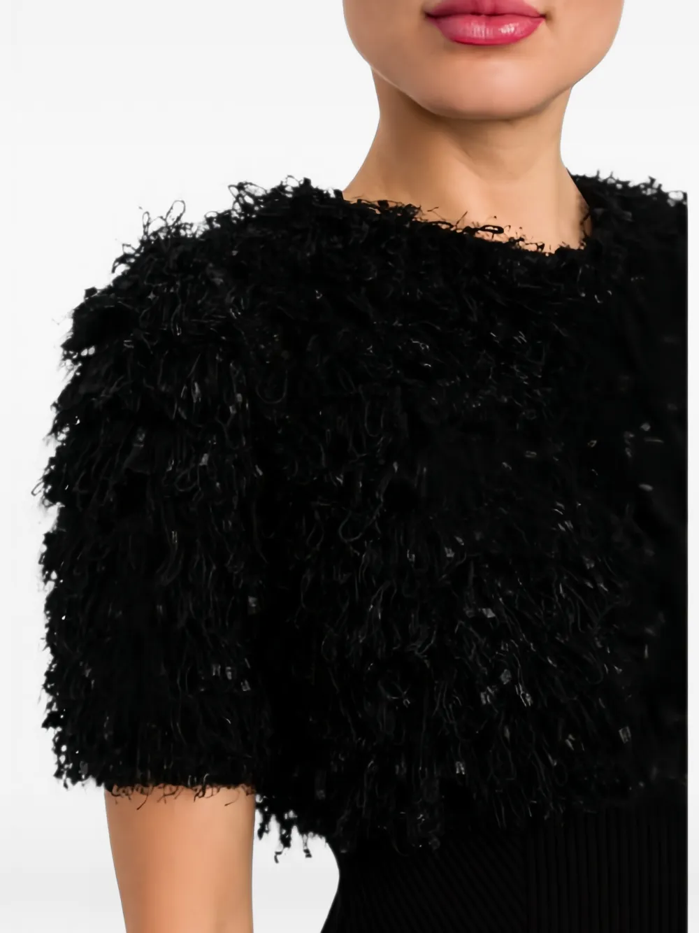 TWINSET textured cropped jacket Zwart