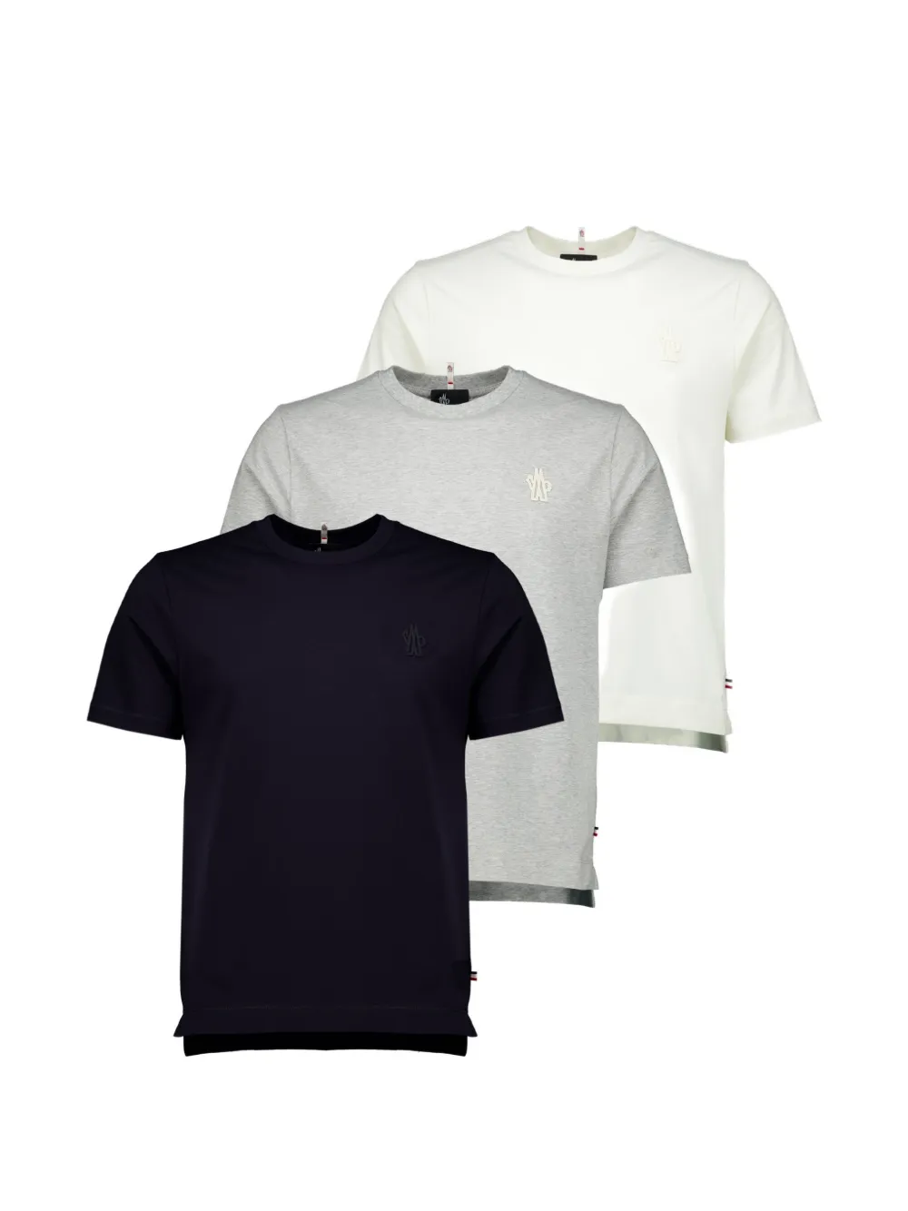 Moncler Grenoble Drie T-shirts met logopatch Veelkleurig