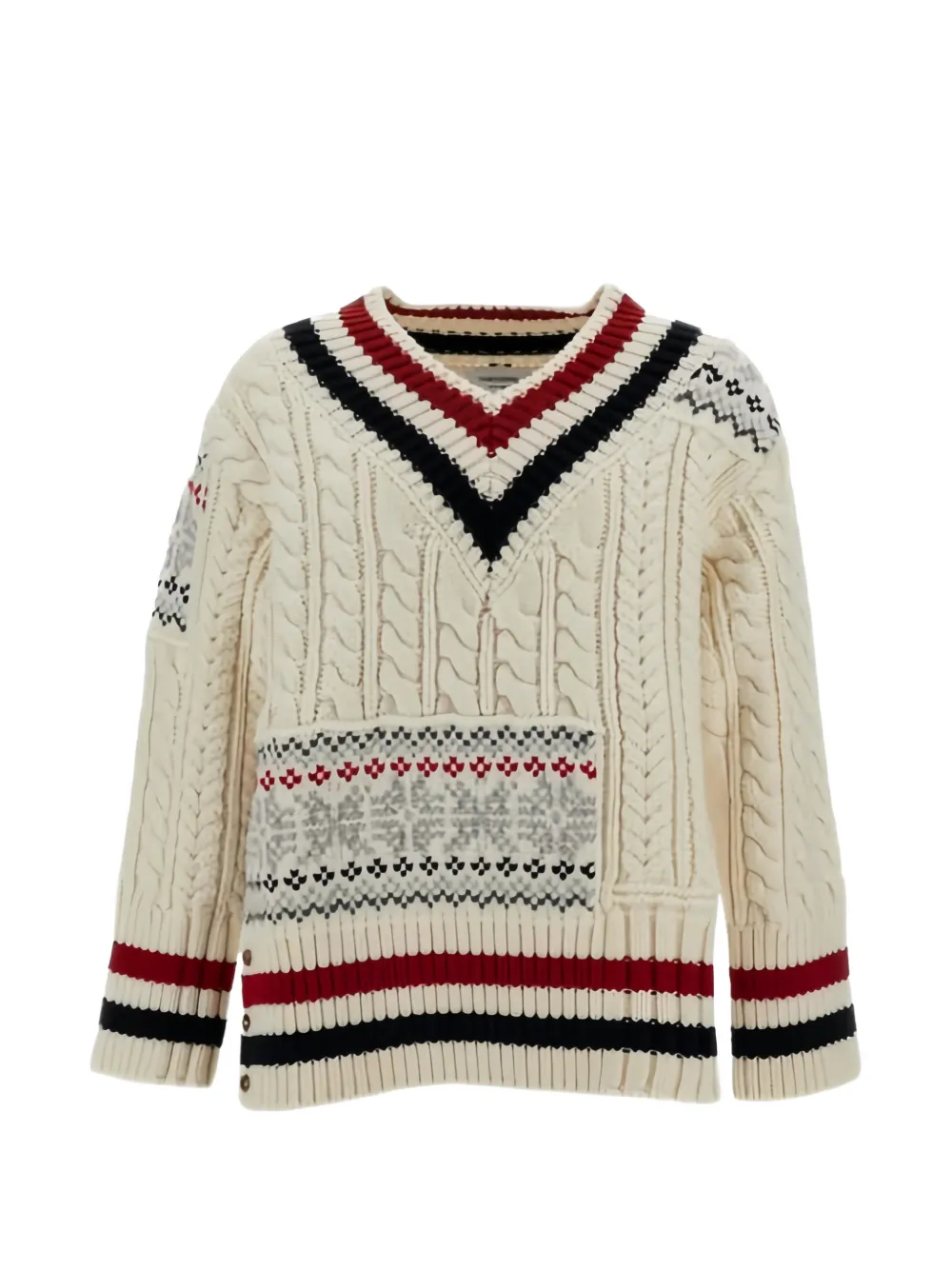 Thom Browne merino wool Fair Isle cricket pullover - Nude