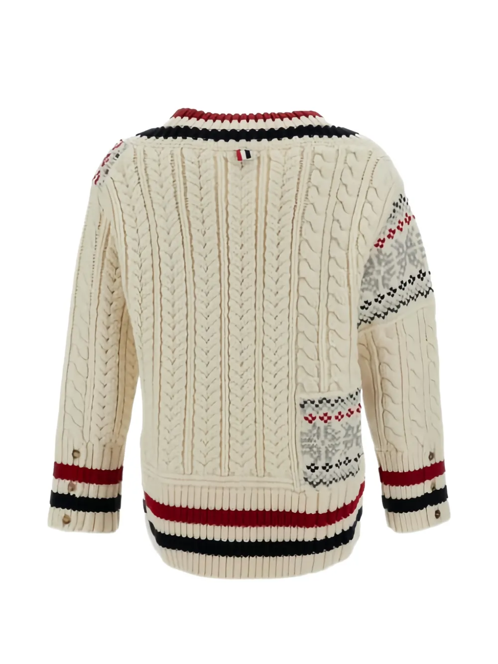Thom Browne merino wool Fair Isle cricket pullover Beige