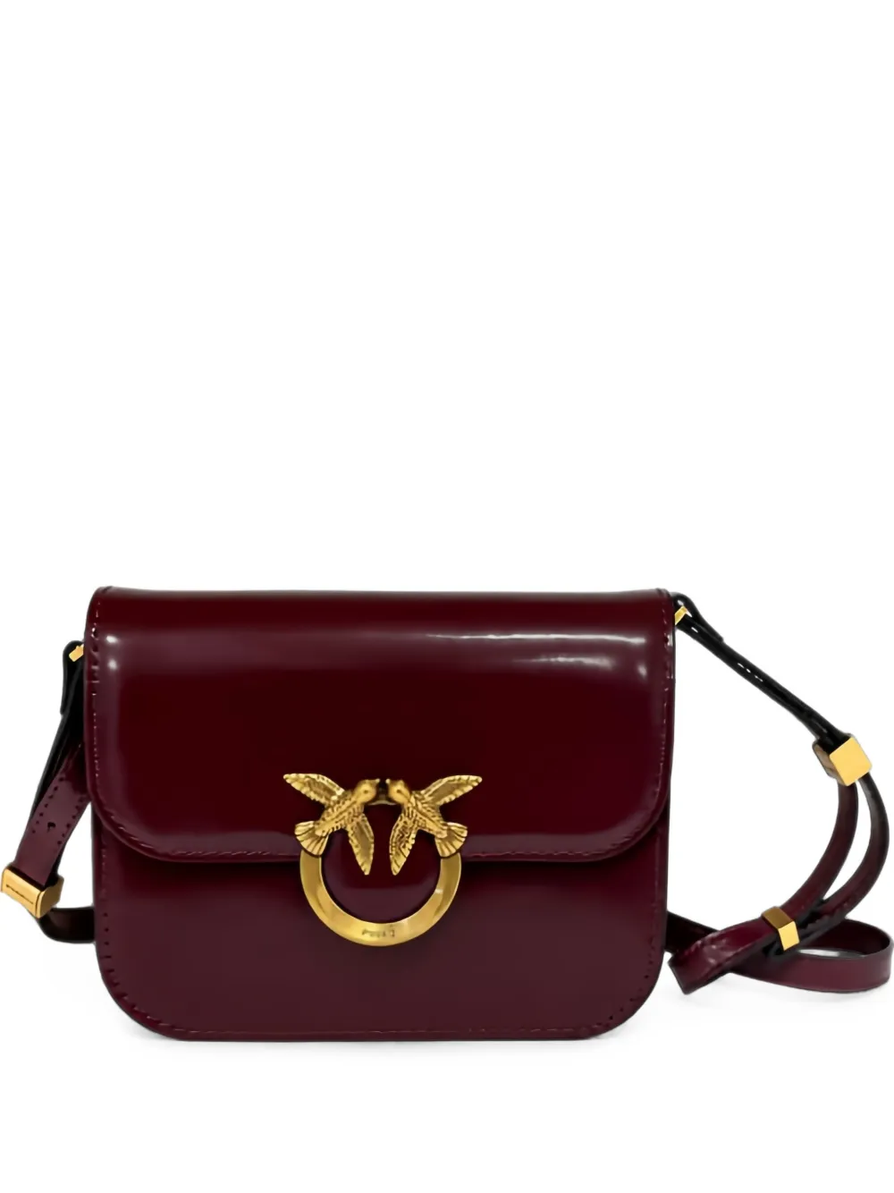 PINKO mini Love Box patent-leather shoulder bag - Rosso