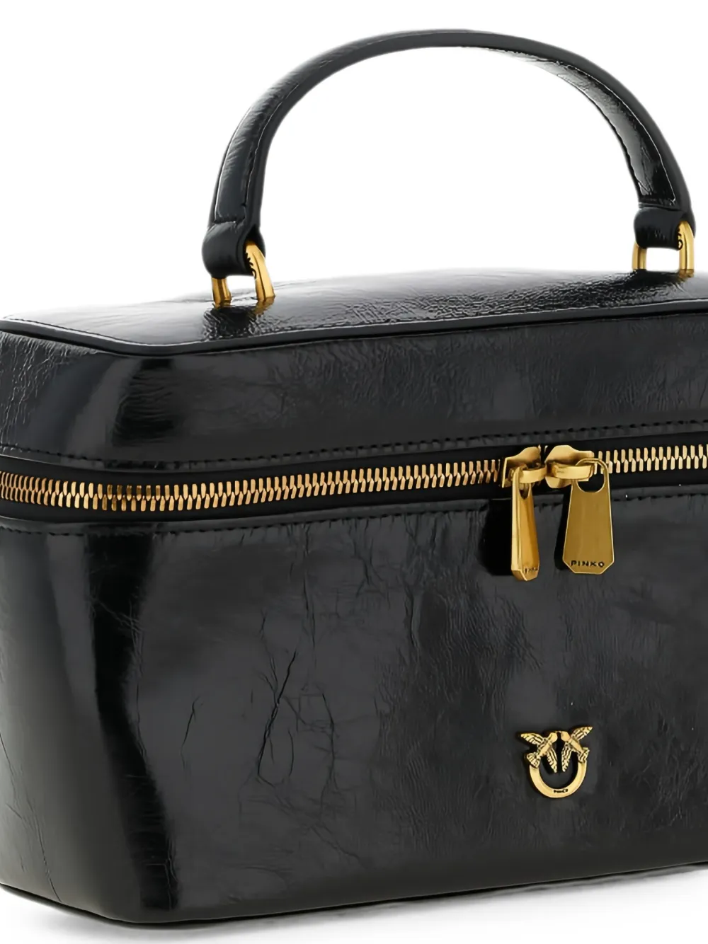 PINKO Love Birds shopper met gekreukt effect Zwart