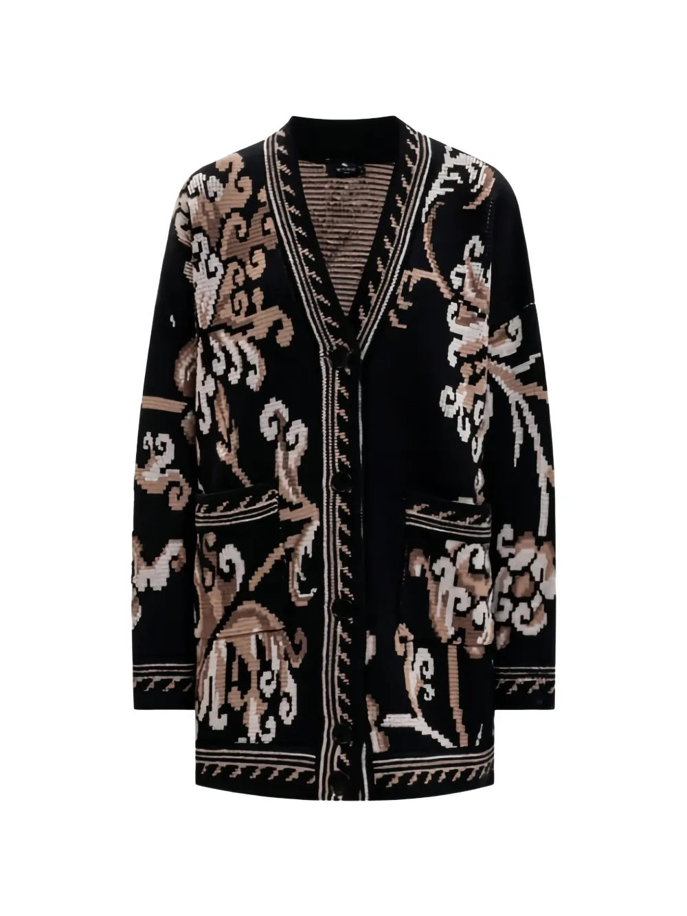 ETRO floral-intarsia wool cardigan - Nero