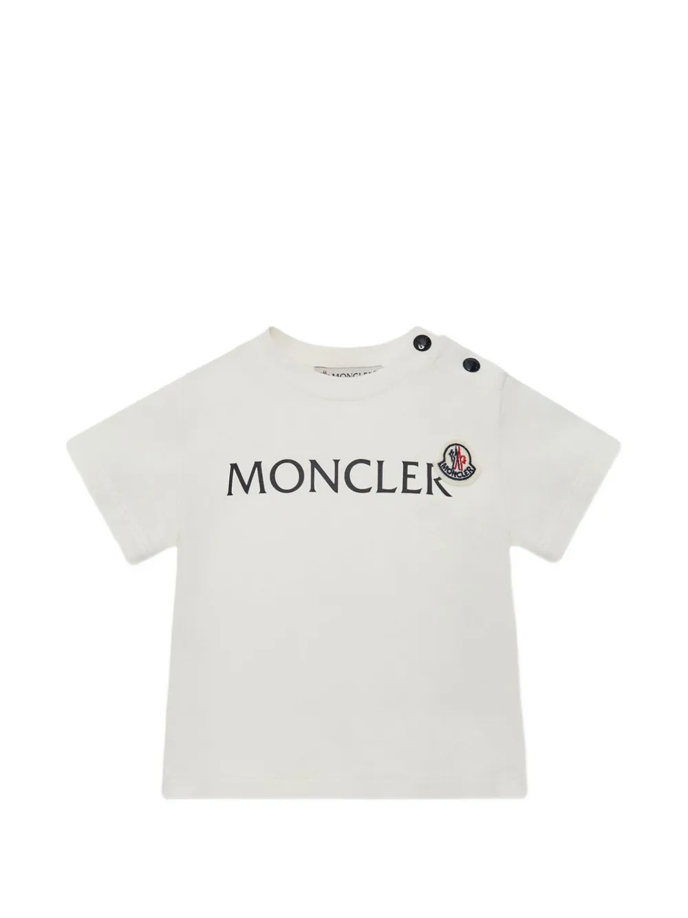 Moncler Enfant T-shirt met logoprint en knoop op de schouders Wit