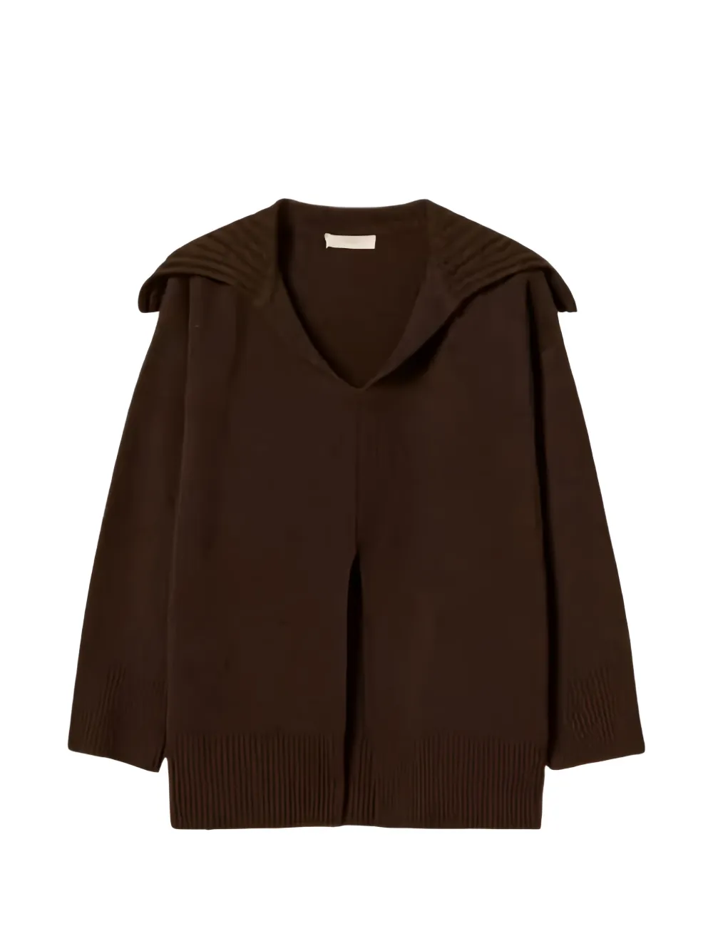 TWINSET wool blend maxi jumper with slit - Marrone