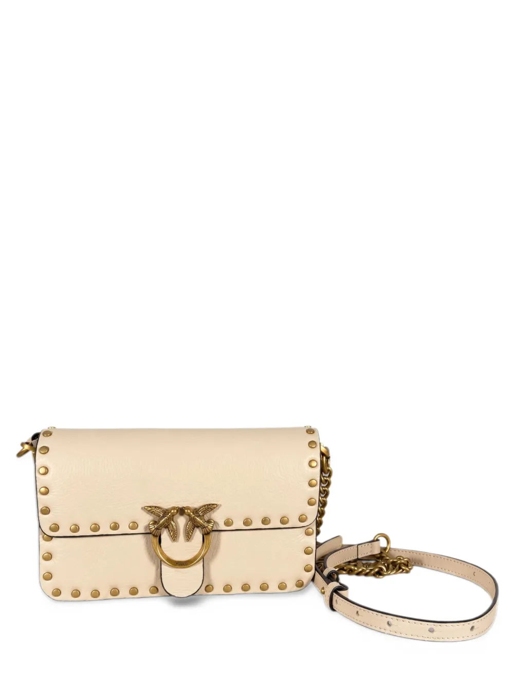 PINKO Love Birds stud-embellished cross body bag - Toni neutri