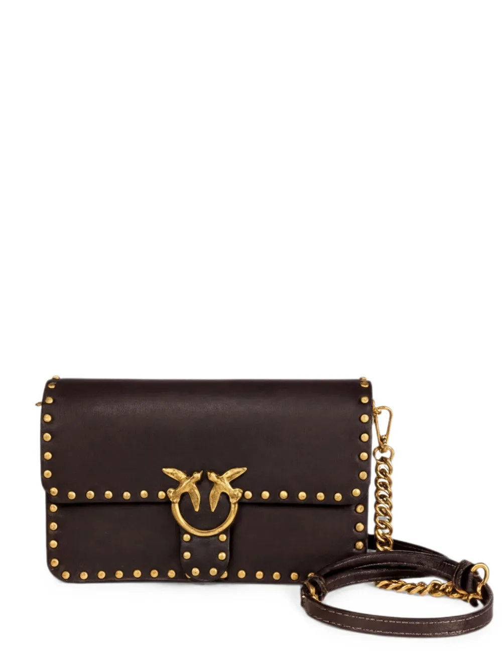 PINKO Love One stud-embellished crossbody bag - Braun
