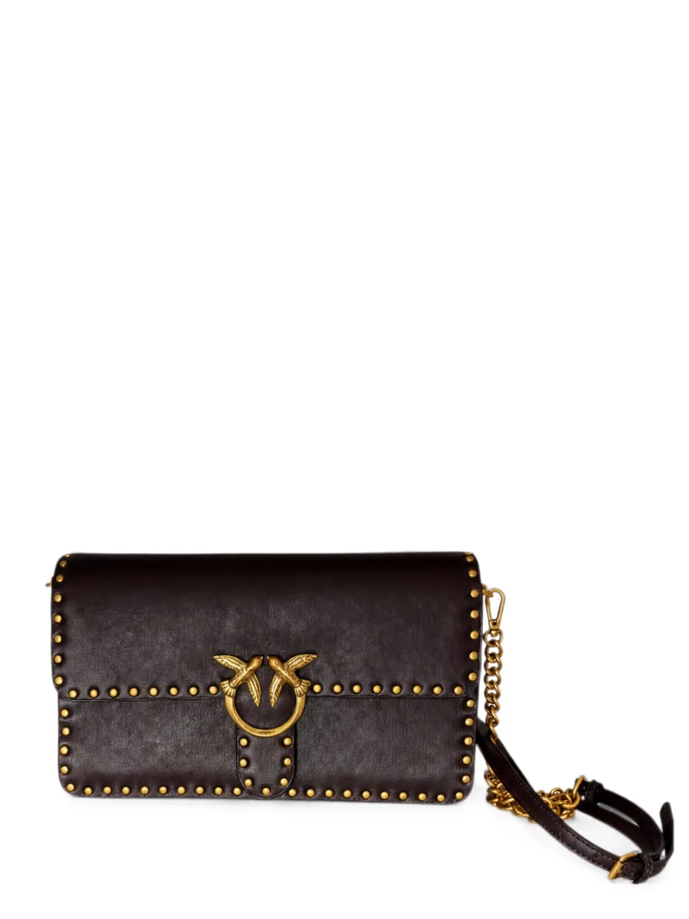 PINKO Love One stud-embellished crossbody bag - Braun
