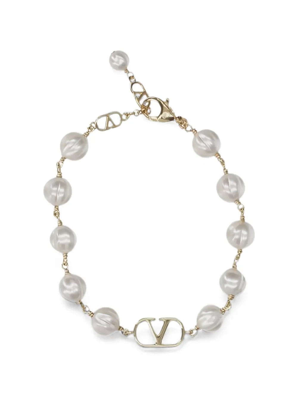 Valentino Garavani VLogo Signature faux-pearl bracelet - Oro