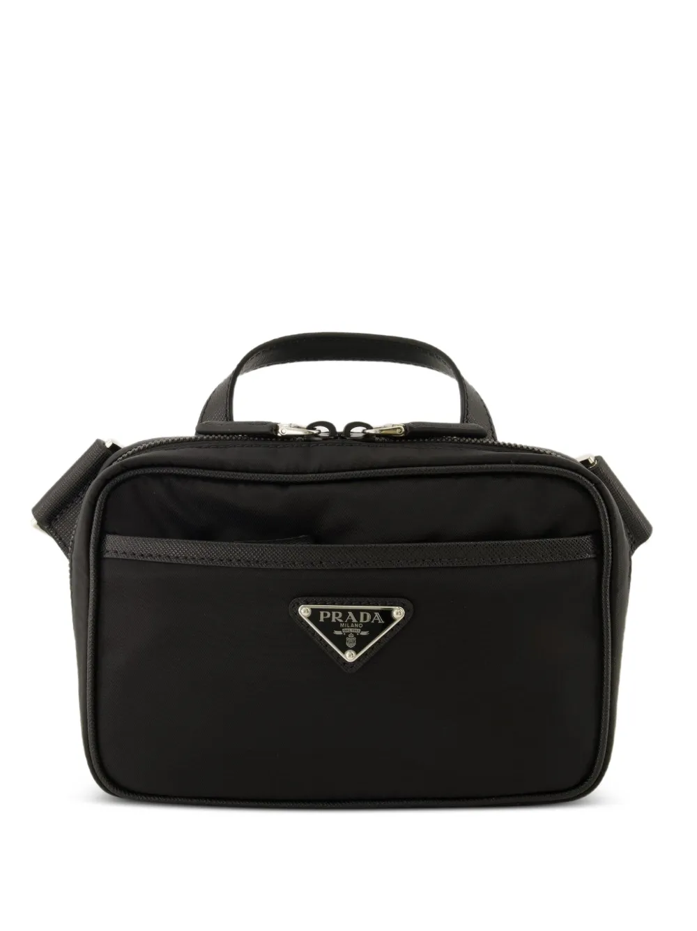 Prada Re-Nylon leather messenger bag - Schwarz