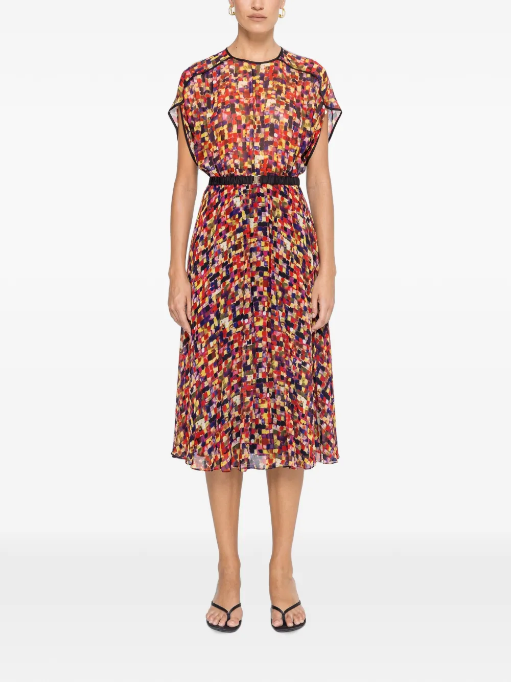 NISSA Viscose midi-jurk met print Rood
