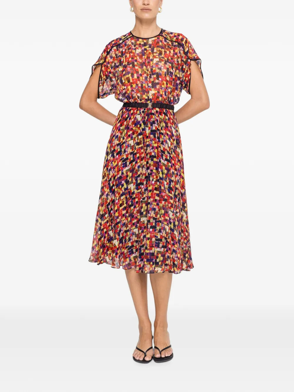 NISSA Viscose midi-jurk met print Rood