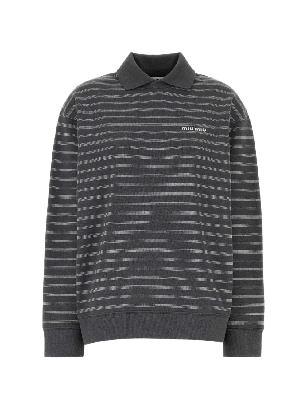 Miu Miu striped polo-collar sweatshirt - Grau