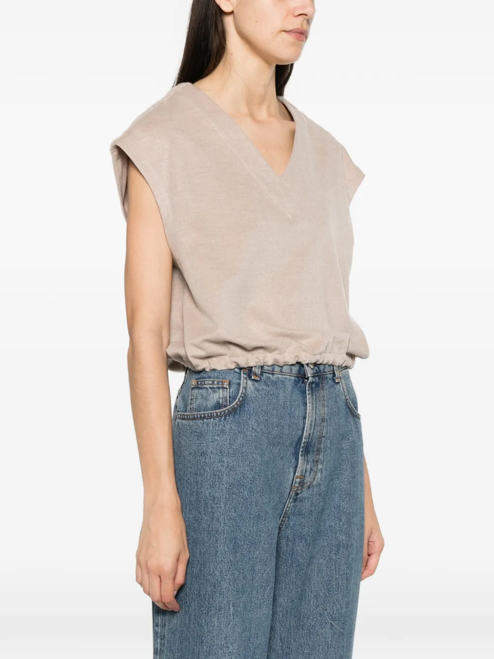 Herno Beige Polyester Modal Wool Blouse In Neutral