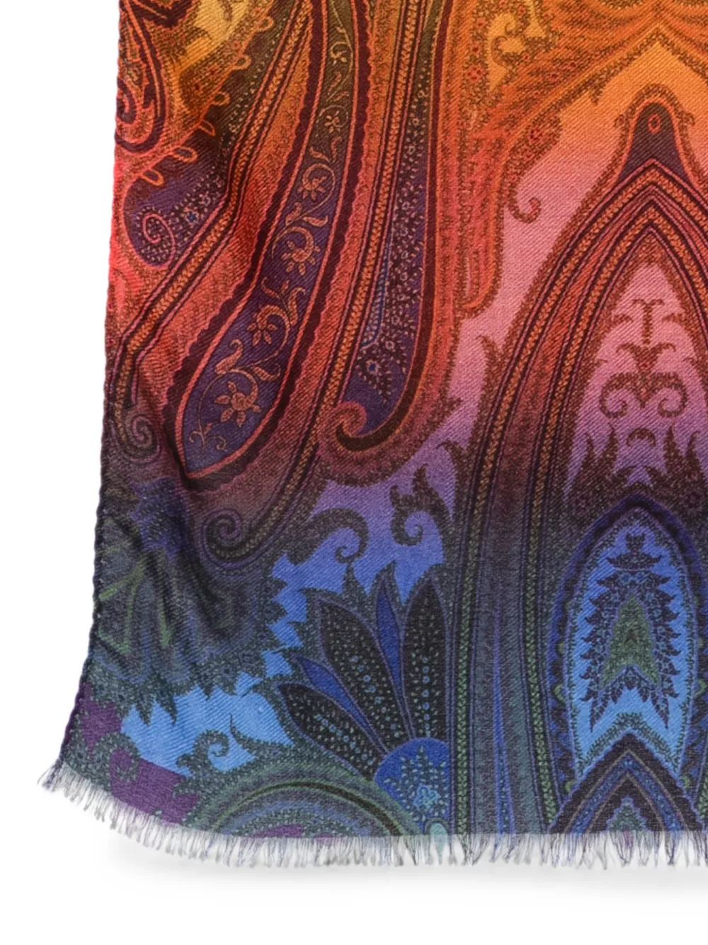ETRO paisley-print frayed scarf Rood